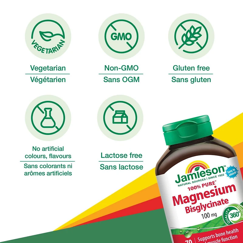 Jamieson Magnésium Bisglycinate 100 mg, 70 Capsules