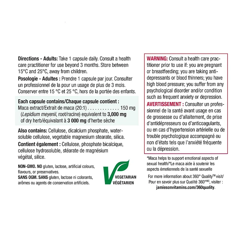 Jamieson Maca 3,000 mg, 60 Capsules 60 Capsules
