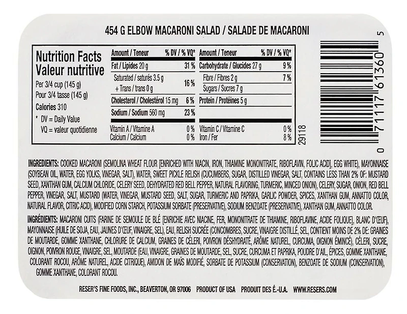 Reser's Fine Foods Macaroni Salad, 454 g