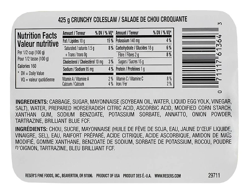 Reser's Fine Foods Crunchy Cole Slaw, 425 g