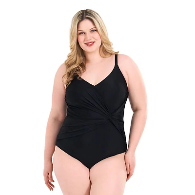 Krista Plus Maillot de bain une pièce asymétrique torsadé devant pour femme