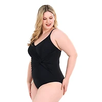 Krista Plus Women's Asymmetrical Twist Front One Piece Swimsuit