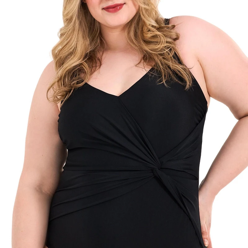 Krista Plus Women's Asymmetrical Twist Front One Piece Swimsuit