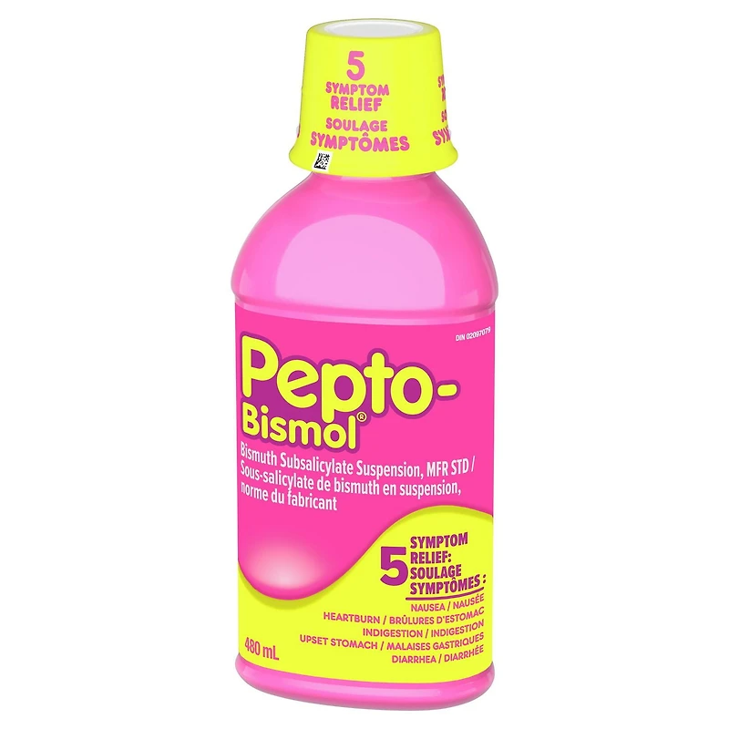 Pepto Bismol liquide pour soulager la nausée, les brûlures d’estomac, l’indigestion, les malaises gastriques et la diarrhée, saveur originale 480 ml