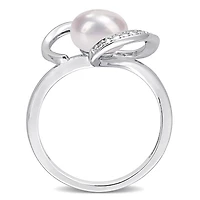 Bague en forme de coeur Miabella avec perle d’eau douce cultivée et accents de diamants en argent sterling