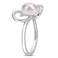Bague en forme de coeur Miabella avec perle d’eau douce cultivée et accents de diamants en argent sterling