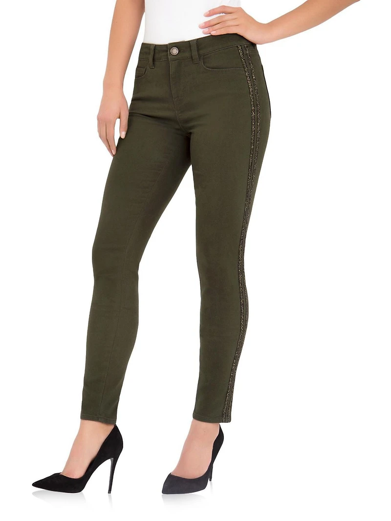 Jordache skinny taille mi-haute avec lurex latéral pour femme