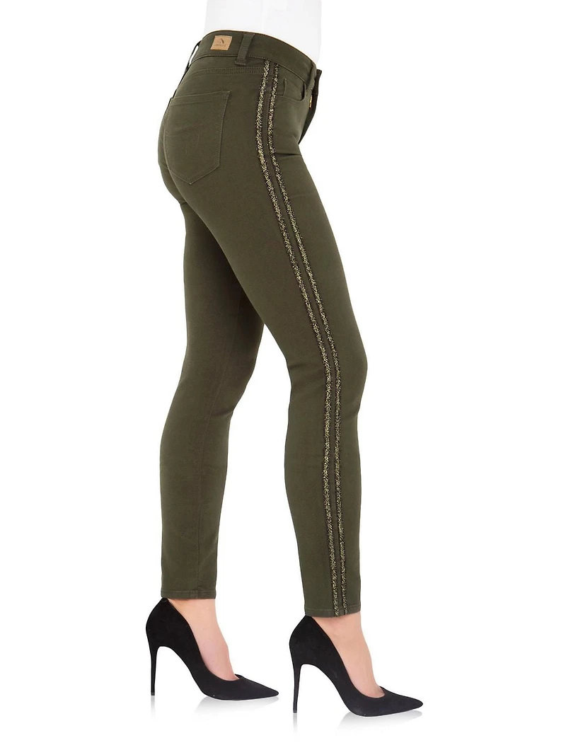 Jordache skinny taille mi-haute avec lurex latéral pour femme