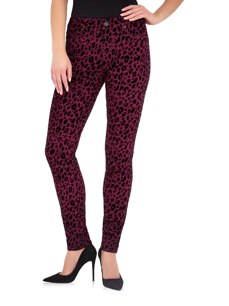 Jordache Women's Mid Rise Flocked Print Skinny