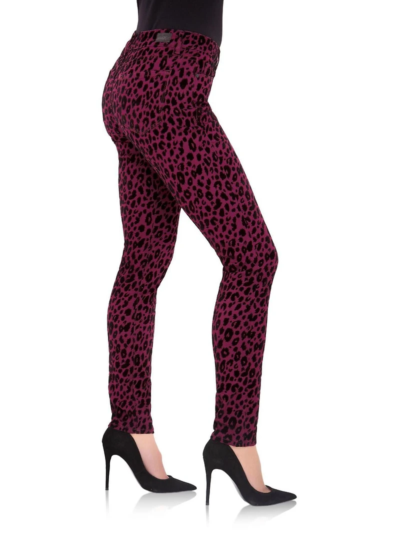 Jordache Women's Mid Rise Flocked Print Skinny