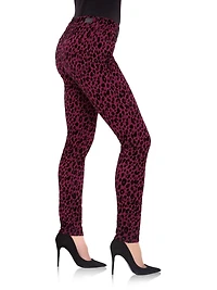 Jordache Women's Mid Rise Flocked Print Skinny