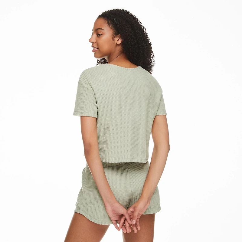 T-shirt en tricot gaufré No Boundaries pour femmes
