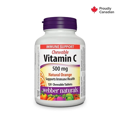 Webber Naturals Vitamine C à croquer orange naturelle, 500mg 120 comprimés à croquer