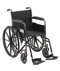 Drive Medical Black 18-inch Silver Sport 1 Wheelchair with Full Arms and Swing away Removable Footrest