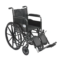 Drive Medical Black Silver Sport 2 Wheelchair, Non Removable Fixed Arms, Elevating Leg Rests, 18" Seat