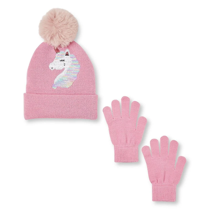 George Girls' Cuff Beanie and Glove Set