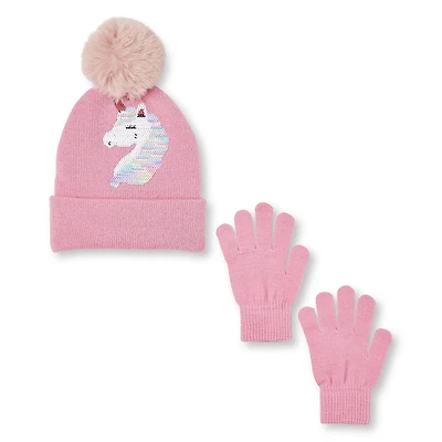 George Girls' Cuff Beanie and Glove Set
