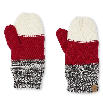 Mitaines en maille torsadée avec blocs de couleur Canadiana pour filles