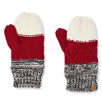 Mitaines en maille torsadée avec blocs de couleur Canadiana pour filles