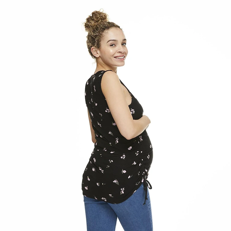 Paisley Sky Maternity Ruched Side Rib Tank
