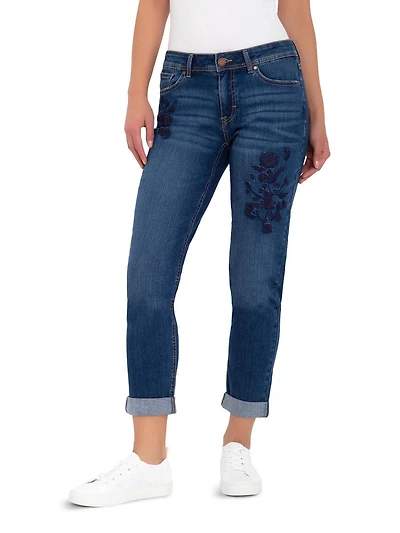 Jean boyfriend brodé pour femmes Jordache
