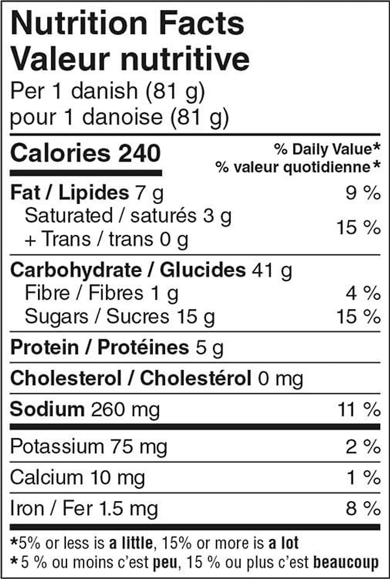 Pâtisserie danoise avec garniture aux fruits Mon marché fraîcheur 8 x 81 g, total de 648 g