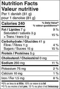 Pâtisserie danoise avec garniture aux fruits Mon marché fraîcheur 8 x 81 g, total de 648 g