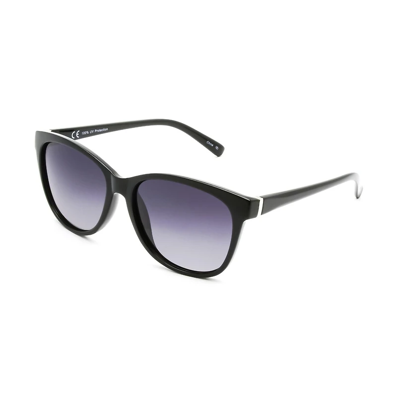 Time & Tru Women's Black Polarized Cat Eye Sunglasses