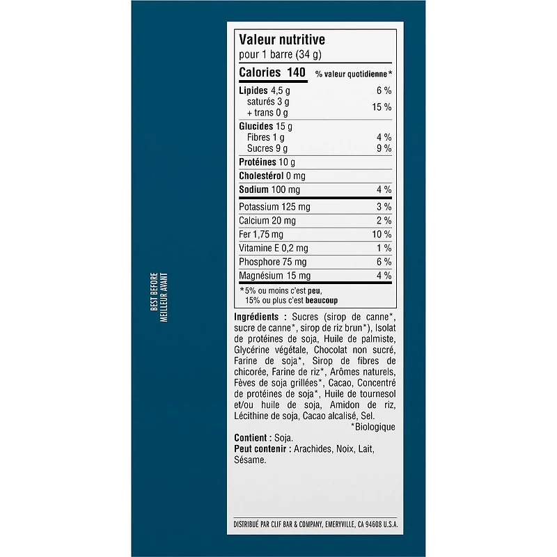 CLIF BUILDERS mini barres protéinées, saveur de chocolat à la menthe, 10 g de protéines par barre, préparé au canada, sans édulcorants artificiels 340 g