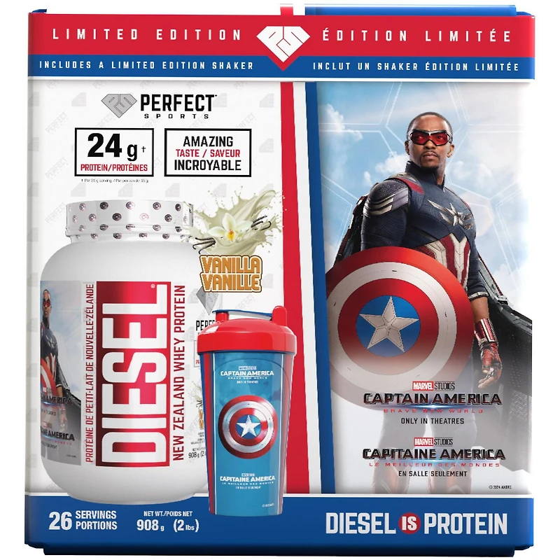 DIESEL Limited Edition Super Hero Gift Box Set with 2lb DIESEL Whey Protein and a 700ml Limited Edition Shaker - French Vanilla, Box Set DIESEL + Shaker