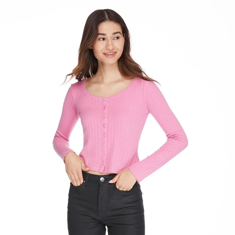 Cardigan boutonné à l’avant No Boundaries pour femmes