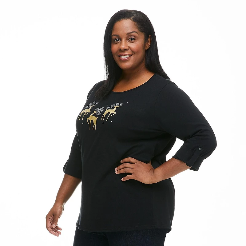 Penmans Plus Women's 3/4 Sleeve Holiday Tee