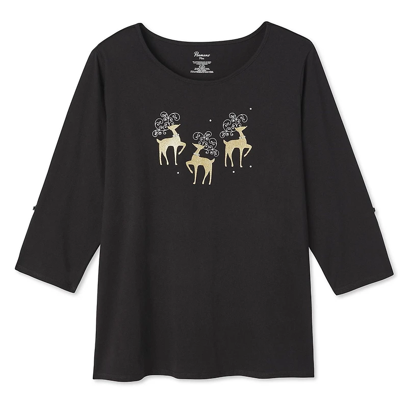 Penmans Plus Women's 3/4 Sleeve Holiday Tee