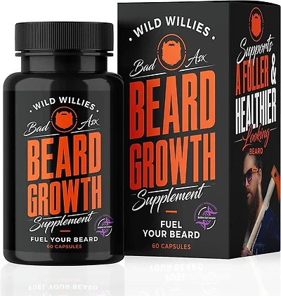 Wild Willies Barbe Supplément de Croissance avec Biositol AsX, 60 Gélules Barbe Supplément de Croissance