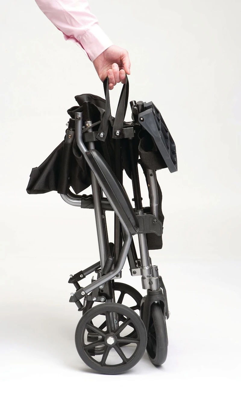 Drive Medical Black Travelite Chair in a Bag Transport Wheelchair