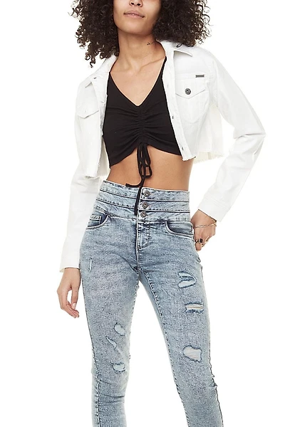 Jeaniologie ™  femme Cropped Denim vest - Blanc