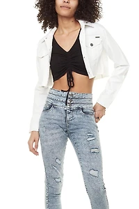 Jeaniologie ™  femme Cropped Denim vest - Blanc