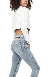 Jeaniologie ™  femme Cropped Denim vest - Blanc