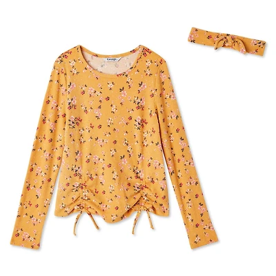 George Girls' Hacci Knit Top and Headband 2-Piece Set