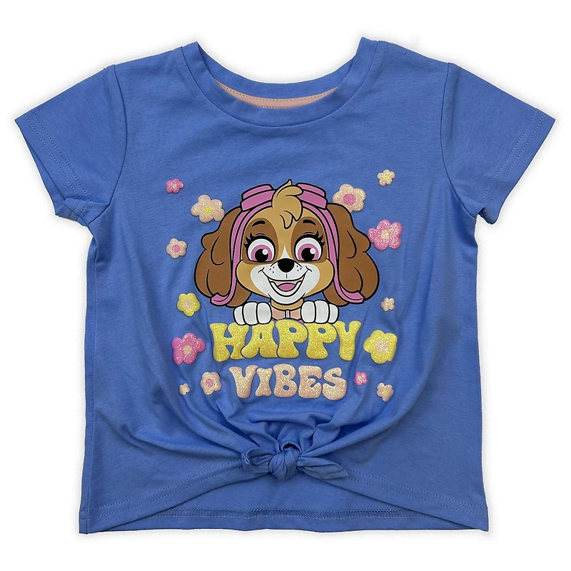 Paw Patrol Girls short sleeve glitter puff print top