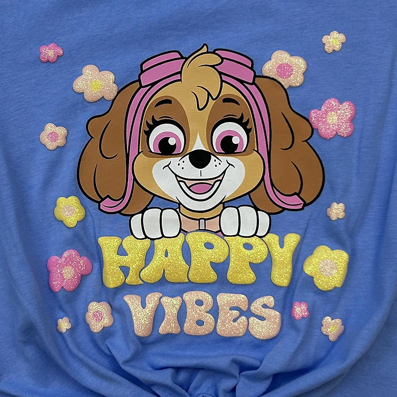 Paw Patrol Girls short sleeve glitter puff print top