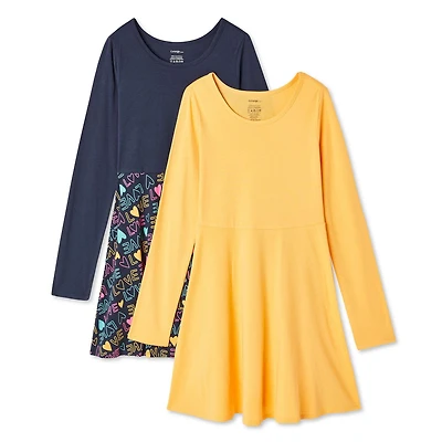 George Girls' Long Sleeve Skater Dress 2-Pack