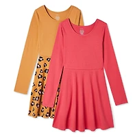 Lot de 2 robes patineuses à manches longues George pour filles