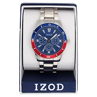 Izod Easy Read Analog Metal Link Bracelet Watch