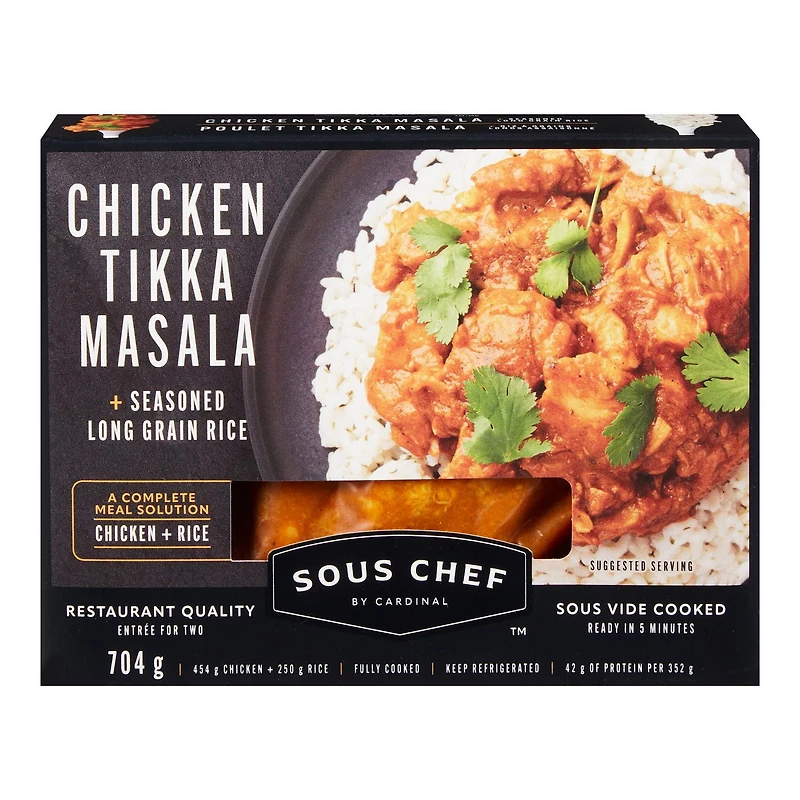 Poulet Tikka Masala avec riz à grains longs assaisonné Sous Chef par Cardinal 704 g