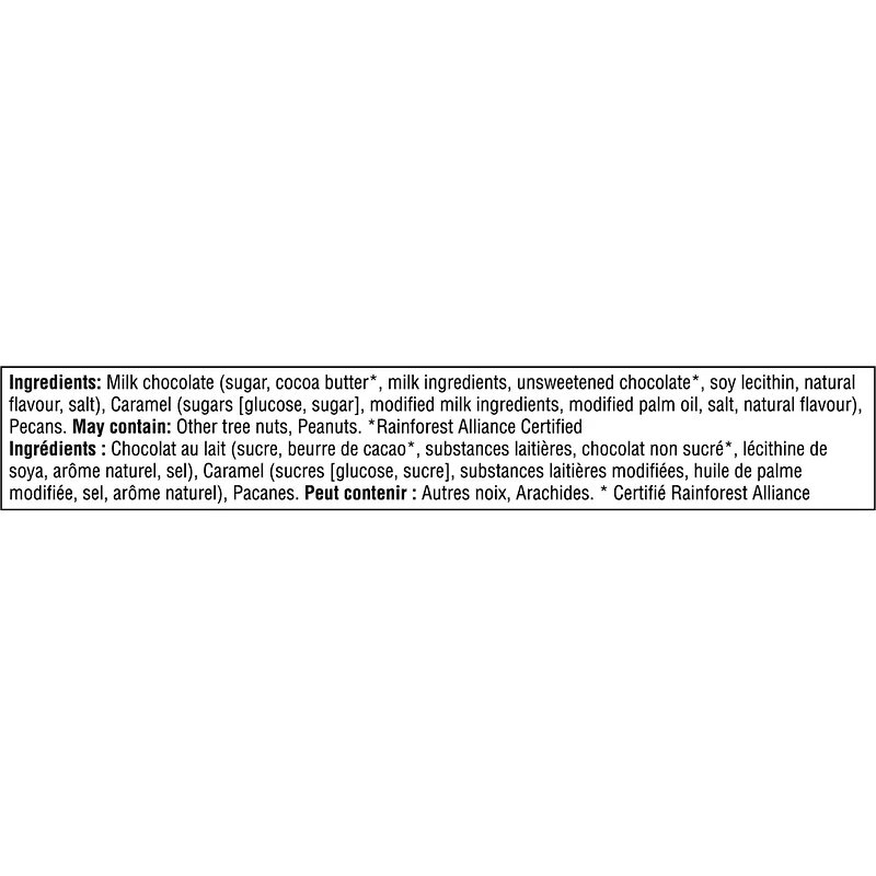 TURTLES Méga, barre de 3 morceaux, caramel onctueux et pacanes nappés de riche chocolat au lait, préparé au Canada, sans gluten, cacao de sources durables, bas de Noël, 50 g 50 g
