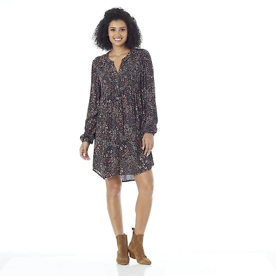 Ivy Women's Floral Button down Smocked Dress
