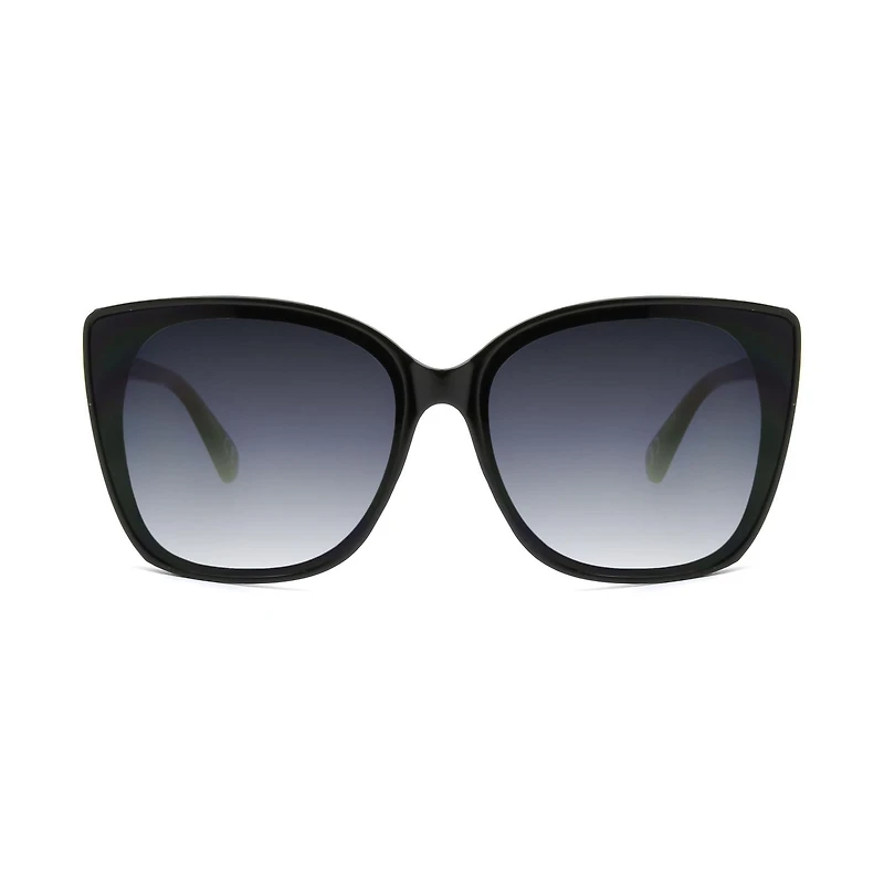 Lunettes de soleil œil de chat noires et dorées pour femmes Time & Tru