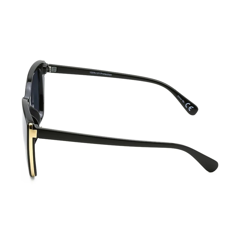 Lunettes de soleil œil de chat noires et dorées pour femmes Time & Tru