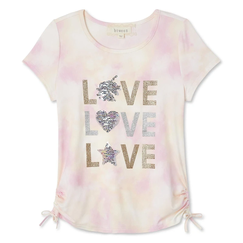 T-shirt noué sur les côtés avec motif scintillant Btween pour filles